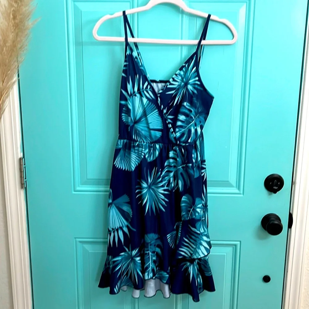 Tropical Blue Dress Short Small - Picture 1 of 2